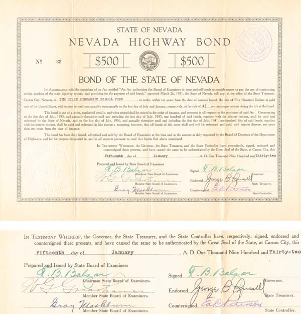 Nevada Highway Bond